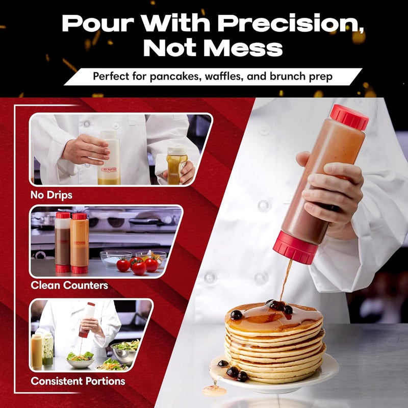 Chefmaster Squeeze Bottles for Sauces (6-Pack) - Fill & Flip, Refillable 16 Oz. - Condiment Squeeze Bottles for Liquids, Sauces, Batter & Dressing - Made for Restaurants, Diners & Food Trucks - 90291 - Image 3