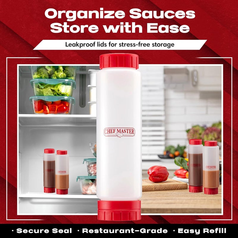 Chefmaster Squeeze Bottles for Sauces (6-Pack) - Fill & Flip, Refillable 16 Oz. - Condiment Squeeze Bottles for Liquids, Sauces, Batter & Dressing - Made for Restaurants, Diners & Food Trucks - 90291 - Image 4