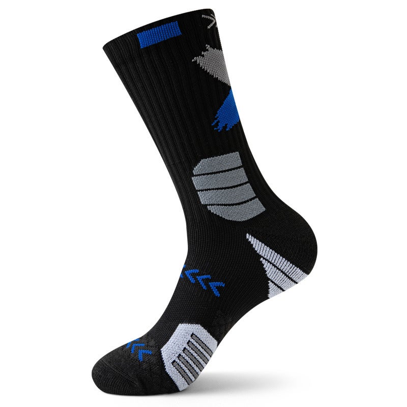 Generic Mens Cushioned Basketball Socks Mid-Calf Non-Slip L03-07 black Gray