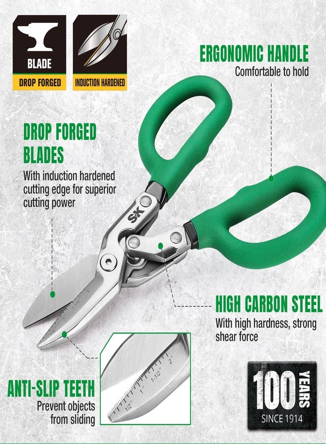 اس كي كي مقصات قصدير مركبة SK مقاس 10 بوصات، مقص معدني بشفرة مطروقة، مقص قطع معدني شديد التحمل، مقبض مريح لقبضة مريحة - Image 3