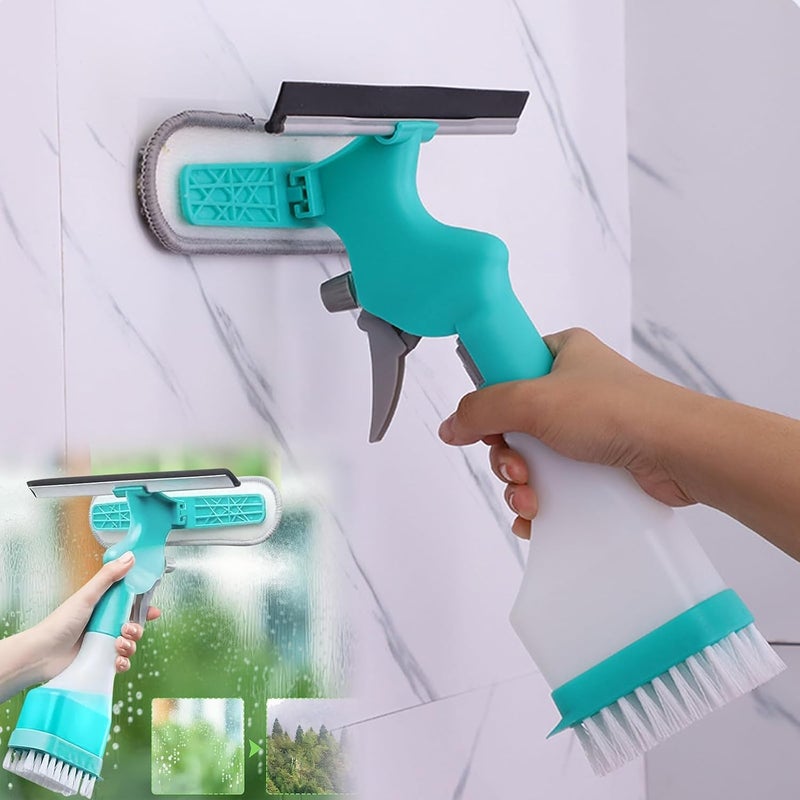 LEVGRY LEVGRY 4in1 Multipurpose Window Cleaner Brush Set NonElectric Manual Glass Cleaning Tool with Spray Bottle Scrubber Squeegee Microfiber Head for Living Room Bedroom Bathroom Kitchen 