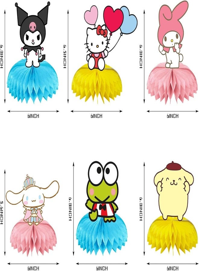 PINUO 6Pcs Kitty Theme Party Table Centerpieces, Kawaii Honeycomb Decorations, Double-Sided Cat Table Toppers for Girls Birthday Party, Photo Booth Props Party Supplies - Image 2