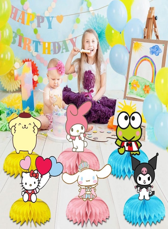 PINUO 6Pcs Kitty Theme Party Table Centerpieces, Kawaii Honeycomb Decorations, Double-Sided Cat Table Toppers for Girls Birthday Party, Photo Booth Props Party Supplies - Image 4