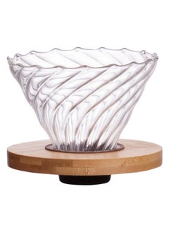 High Borosilicate Glass Coffee Filter, Large Spiral Patterned Funnel, Bamboo and Wood Support With Silicone 12 * 9mm
