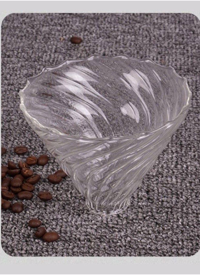 Generic - High Borosilicate Glass Coffee Filter, Large Spiral Patterned Funnel, Bamboo and Wood Support With Silicone 12 * 9mm - Image 1