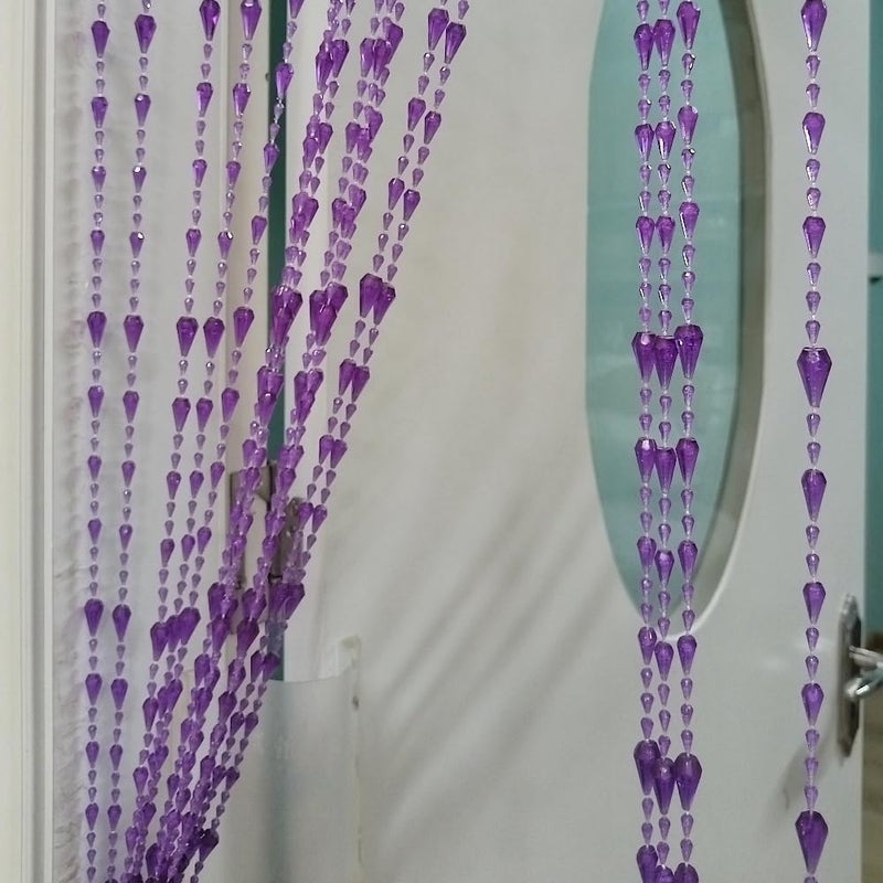 ave split Beaded Curtain Doorways Acrylic Hanging Door Beads String Curtains Tassel Room Divider Screen Decor for Doorway Window Living Room Wedding (042 Purple, 39 inch x 78.7 inch) - Image 1