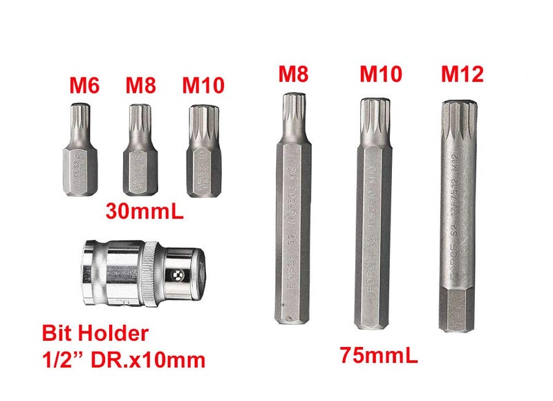 Mass Pro Mass Pro 7 Pcs Made in Tiwan 10mm Spline Bit Set 7 Pcs Made in Tiwan 10mm Spline Bit Set Screwdriver Bit Set Pack of 1  - Image 2