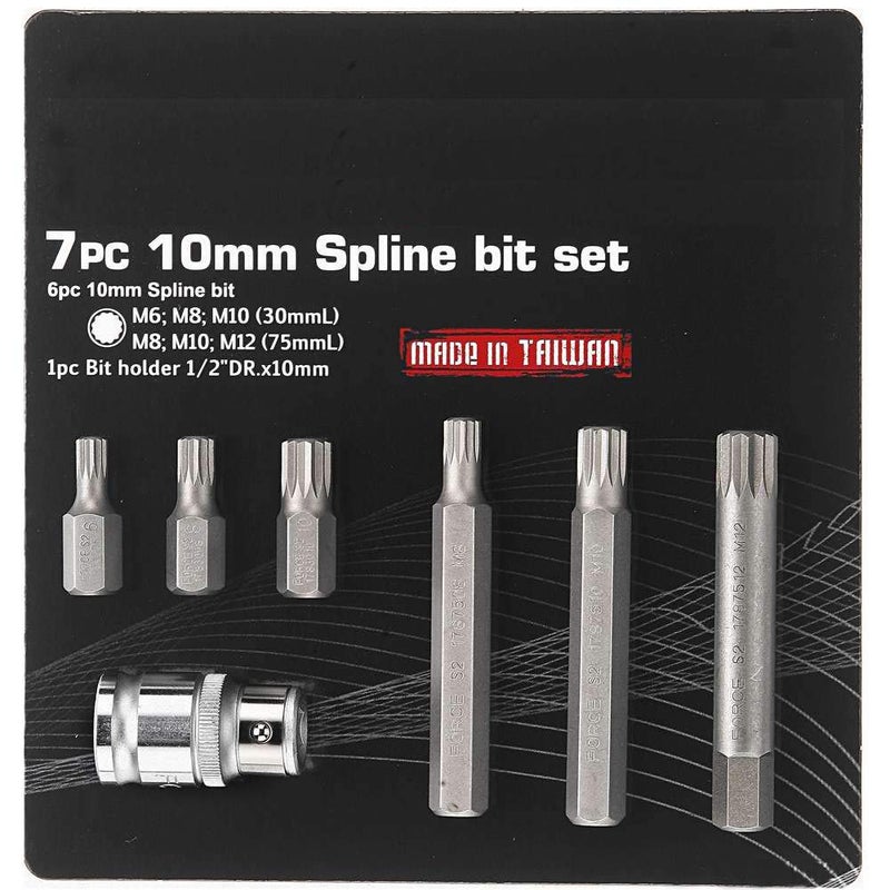 Mass Pro Mass Pro 7 Pcs Made in Tiwan 10mm Spline Bit Set 7 Pcs Made in Tiwan 10mm Spline Bit Set Screwdriver Bit Set Pack of 1  - Image 1