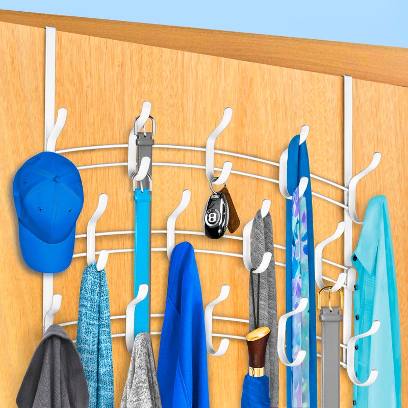 LYNK Professional Home Over the Door Hooks 28 Hook Over the Door Coat Rack Over the Door Hanger Hanging Towels or Clothes Bathroom Bedroom Laundry Room Lifetime Ltd Warranty White - Image 2