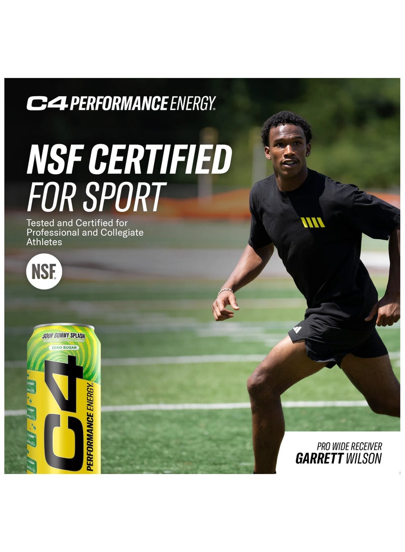 CELLUCOR C4 Energy Drink With Beta-Alanine, Zero Sugar, Carbonated Drink for Strength & Endurance, Sour Gummy Splash 473ml- (Pack of 12) - Image 5