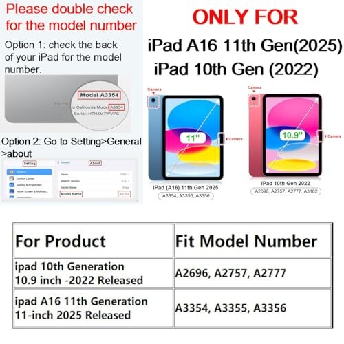 JYtrend Case for iPad A16 11-inch (11th Gen 2025), for 2022 iPad 10th Generation 10.9 inch, Rotating Stand Smart Magnetic Cover for Model A3354 A3355 A3356 A2696 A2757 A2777 (Embossed Flower) - Image 2