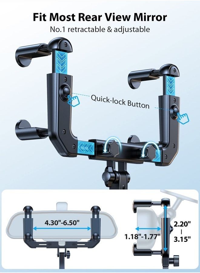 VICSEED - Upgraded Magnetic Phone Mount for Car, [Big Rear Mirrors Friendly] Rear View Mirror Phone Holder, Strong Magnet Cell Phone Holder Car Cradle Hands Free Car Mount Fit All Mobiles & Vehicles - Image 1