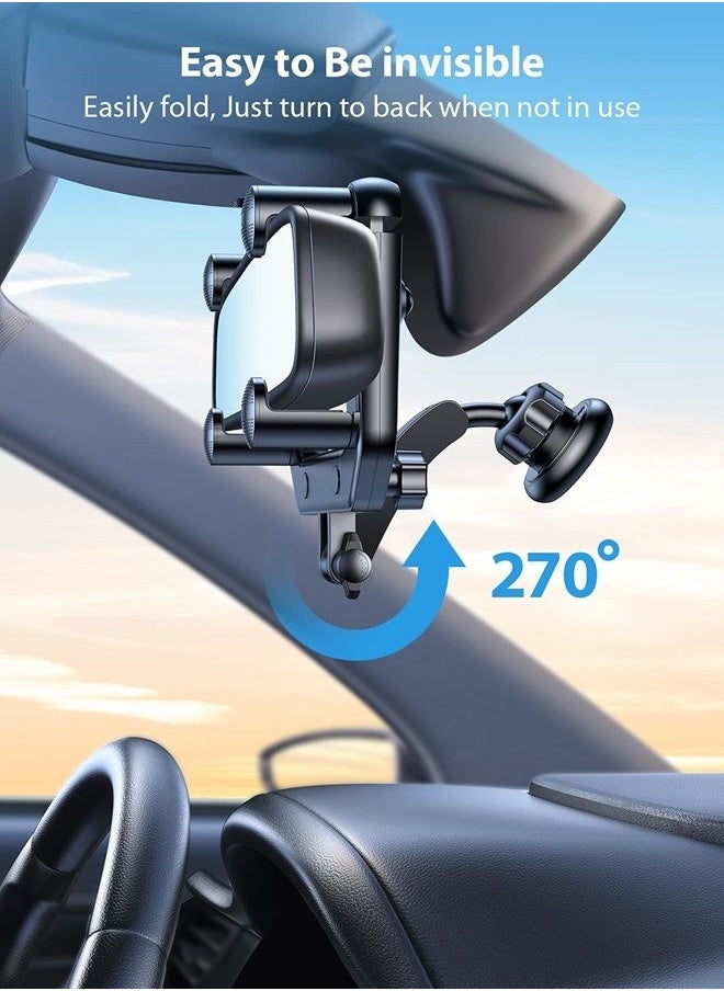 VICSEED - Upgraded Magnetic Phone Mount for Car, [Big Rear Mirrors Friendly] Rear View Mirror Phone Holder, Strong Magnet Cell Phone Holder Car Cradle Hands Free Car Mount Fit All Mobiles & Vehicles - Image 1