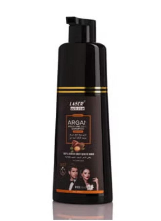 LASER WHITE Shampoo With Argan Oil Fast Coloring And Covering Gray Hair Black Brown 420ml  - Image 2