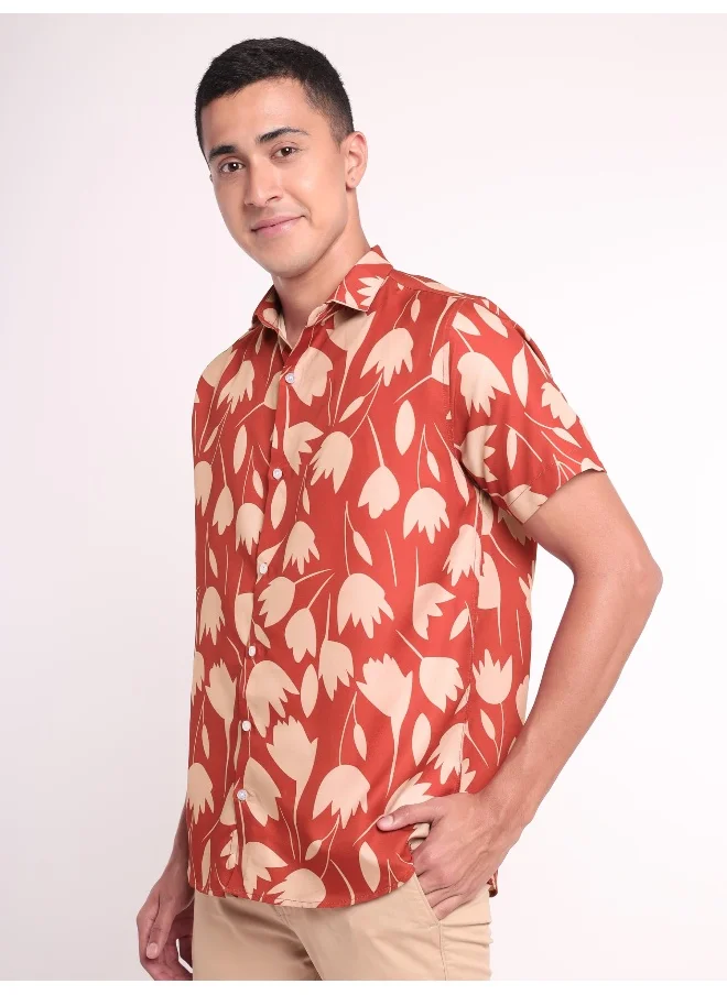 Beyoung Half Sleeve Tulip Hawaiian Shirt for Men Multicolour