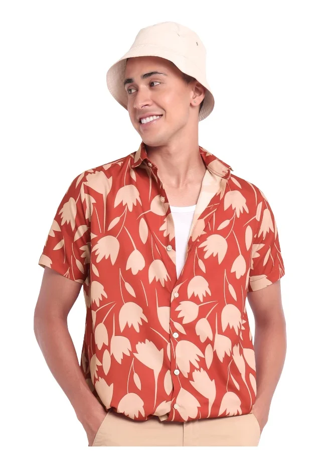 Beyoung Half Sleeve Tulip Hawaiian Shirt for Men Multicolour