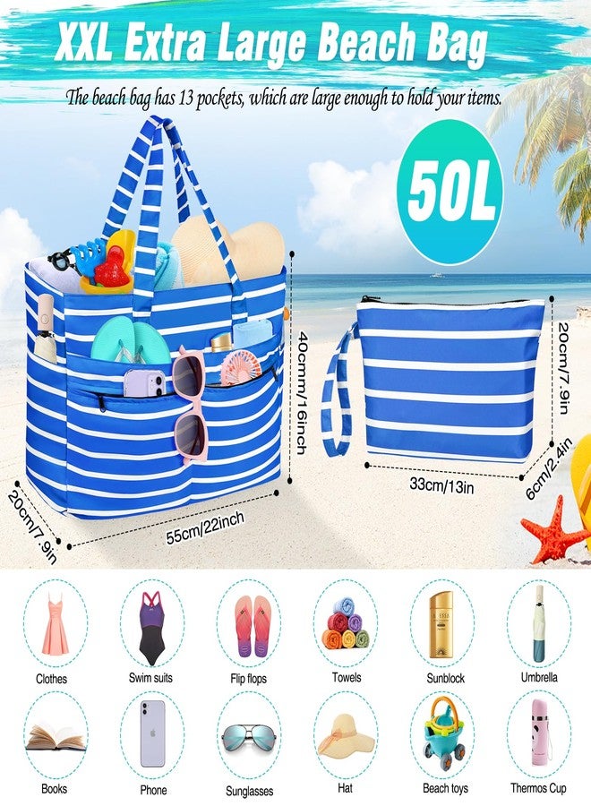 HUANLANG Extra Large Beach Bag Waterproof Beach Totes Bags for Women Men,Pool Bag with Zipper Wet Pocket - Image 5