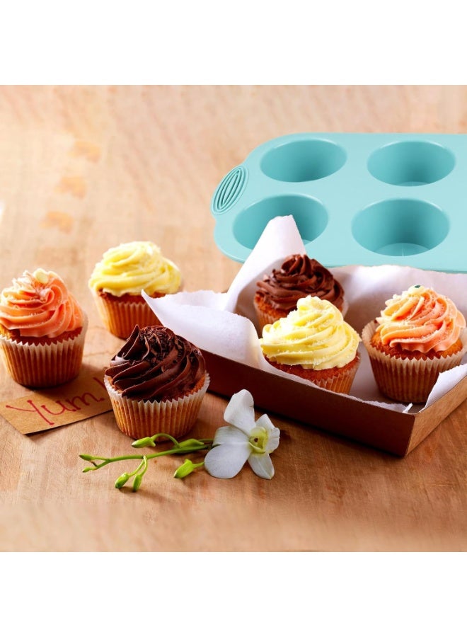 6 Cavity Silicone Muffin Pan, Silicone Cupcake Pan-Food Grade,BPA Free - Non-stick Baking Tray for Brownies, Muffins, Jellies, Pudding, Sandwich Cookies - Image 4