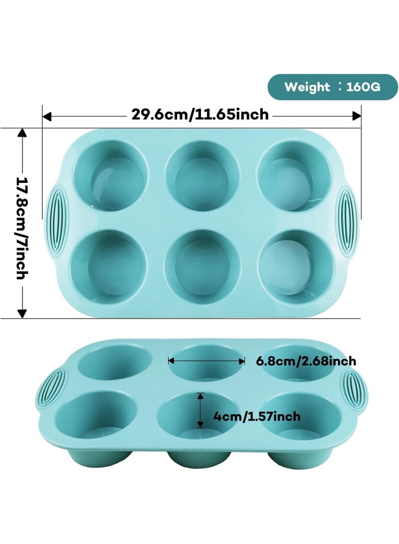 6 Cavity Silicone Muffin Pan, Silicone Cupcake Pan-Food Grade,BPA Free - Non-stick Baking Tray for Brownies, Muffins, Jellies, Pudding, Sandwich Cookies - Image 5
