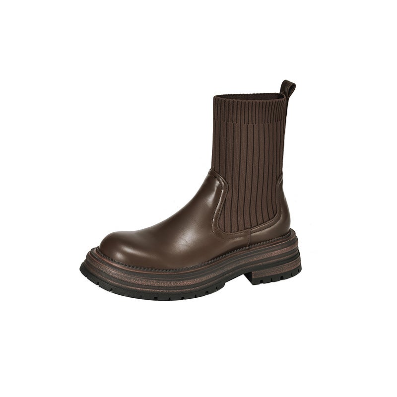 Independent Station Winter Casual Low Heel 33-43 Size Knitted With Low Boots - Image 1