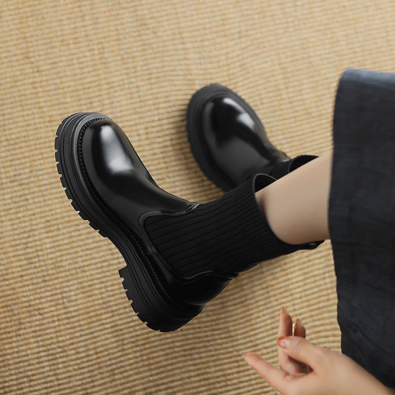 Independent Station Winter Casual Low Heel 33-43 Size Knitted With Low Boots - Image 4