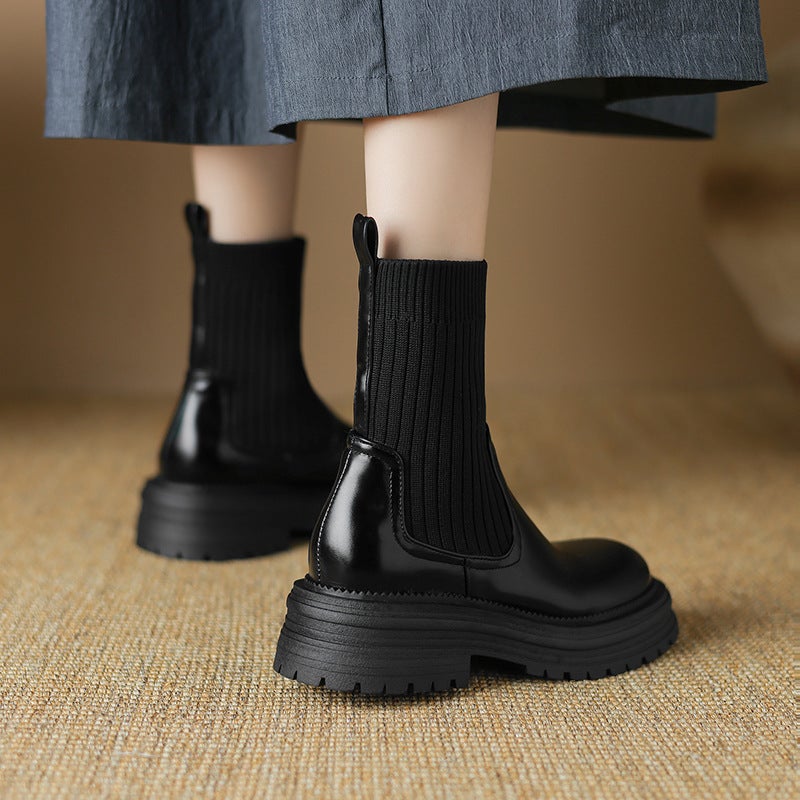 Independent Station Winter Casual Low Heel 33-43 Size Knitted With Low Boots - Image 5