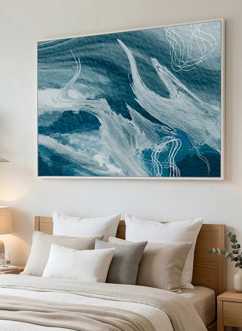 LOWHA Canvas Wall Art Stretched Over Wooden Frame with White Floating Frame and Abstract Design