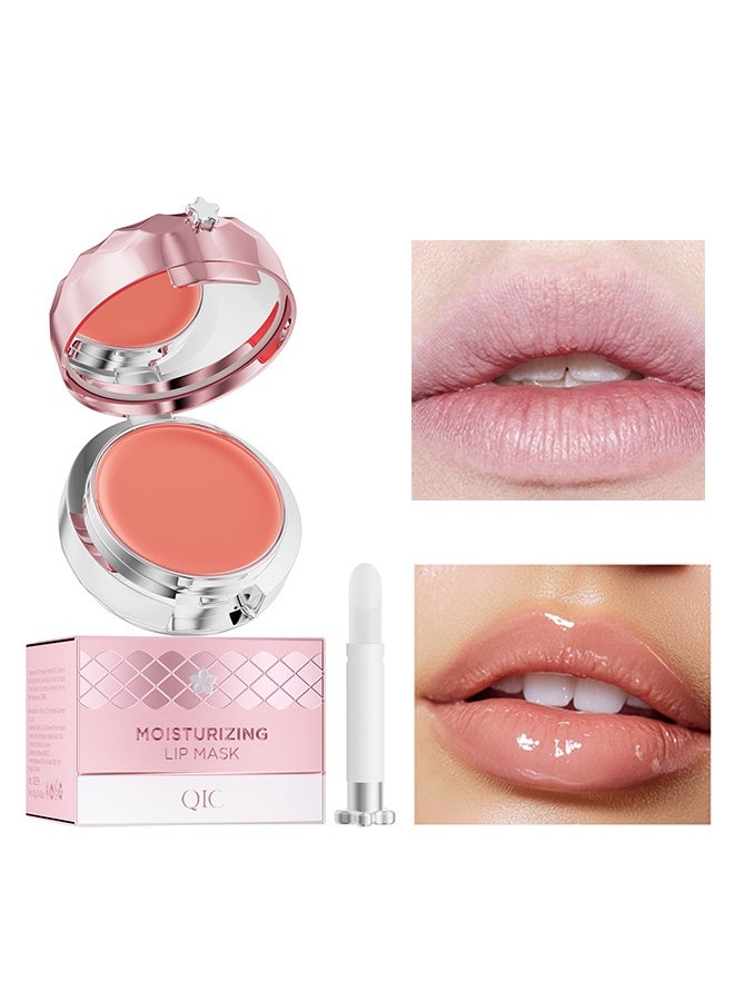 QIC Moisturizing Lip Mask，Lip Sleeping Mask Lip Mask With Brush And Mirror For Day & Night Repair, Reduce Lip Lines & Wrinkles, Soft Smooth Hydrating Rich Texture Lips Sleep Mask 12g - Image 1
