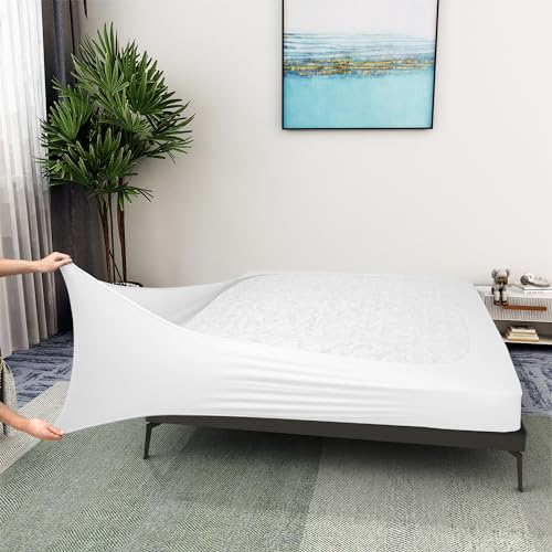 Alyvia Spring Box Spring Cover Full Size - Jersey Knit & Stretchy Wrap Around 4 Sides Bed Skirt for Hotel & Home - Full/Full XL, White - Image 1