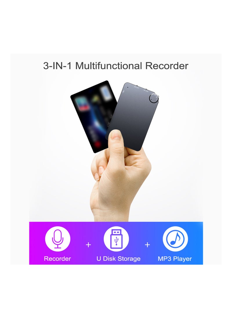 Generic - K2 Ultra-thin Voice Recorder Portable MP3 Player 16GB Voice Activated Recorder Mini Digital Sound Audio Recorder Professional Dictaphone Black - Image 1