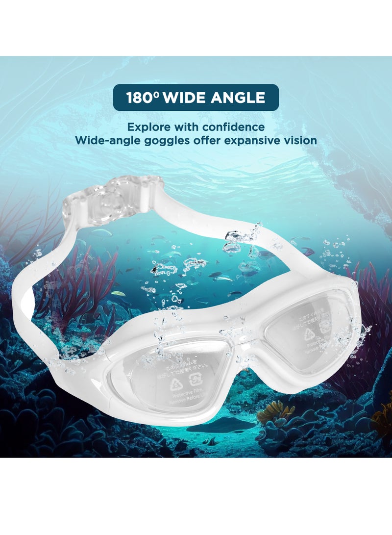 بلا نهاية نظارة السباحة الفاخرة EL1007 مع حماية ضد الضباب والأشعة فوق البنفسجية | المادة: سيليكون، بولي يوريثان | نظارات رؤية واسعة 180 درجة أنيقة | حشية سيليكون ناعمة لمنع التسرب | مع الحالة الصعبة - Image 3