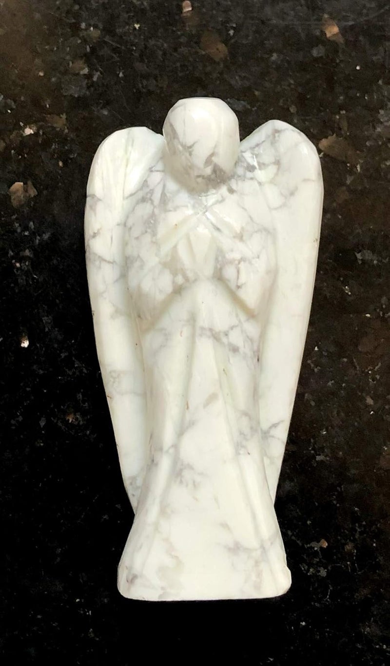 CRYSTALMIRACLE Howlite Gemstone Fairy Angel Crystal Healing Reiki Feng Shui Gift Wellness Peace Meditation Handcrafted Energy Concentration