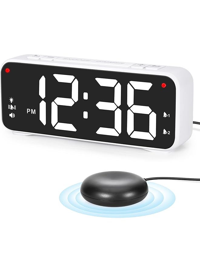 erorex Extra Loud Digital Alarm Clock For Heavy Sleepers Adults Dual Alarm Clock With Bed Shaker 6.5¡Å Led Digital Vibrating Alarm Clock For Bedrooms 4 Dimmer 4 Volume Snooze And 12 24H - Image 1