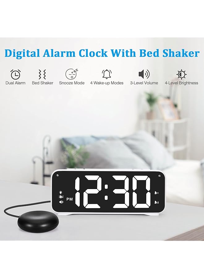 erorex Extra Loud Digital Alarm Clock For Heavy Sleepers Adults Dual Alarm Clock With Bed Shaker 6.5¡Å Led Digital Vibrating Alarm Clock For Bedrooms 4 Dimmer 4 Volume Snooze And 12 24H - Image 3