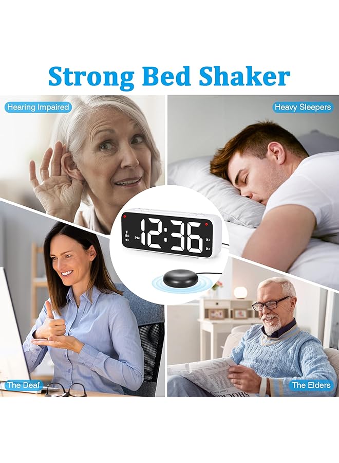 erorex Extra Loud Digital Alarm Clock For Heavy Sleepers Adults Dual Alarm Clock With Bed Shaker 6.5¡Å Led Digital Vibrating Alarm Clock For Bedrooms 4 Dimmer 4 Volume Snooze And 12 24H - Image 2
