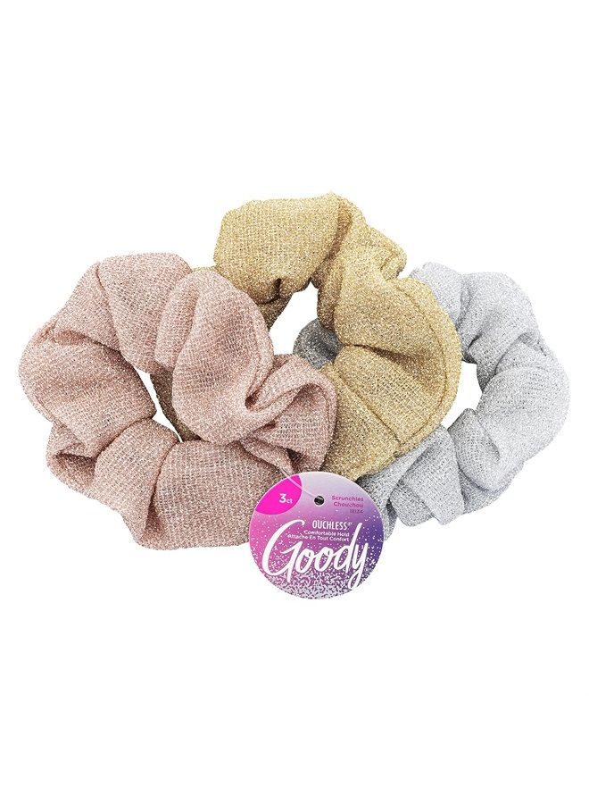 Goody Icy Holiday Scrunchies - 3 Count, Assorted - Ouchless Comfortable Hold Hair Accessories for Men, Women, Boys and Girls to Style With Ease and Keep Your Hair Secured - For All Hair Types - Image 1