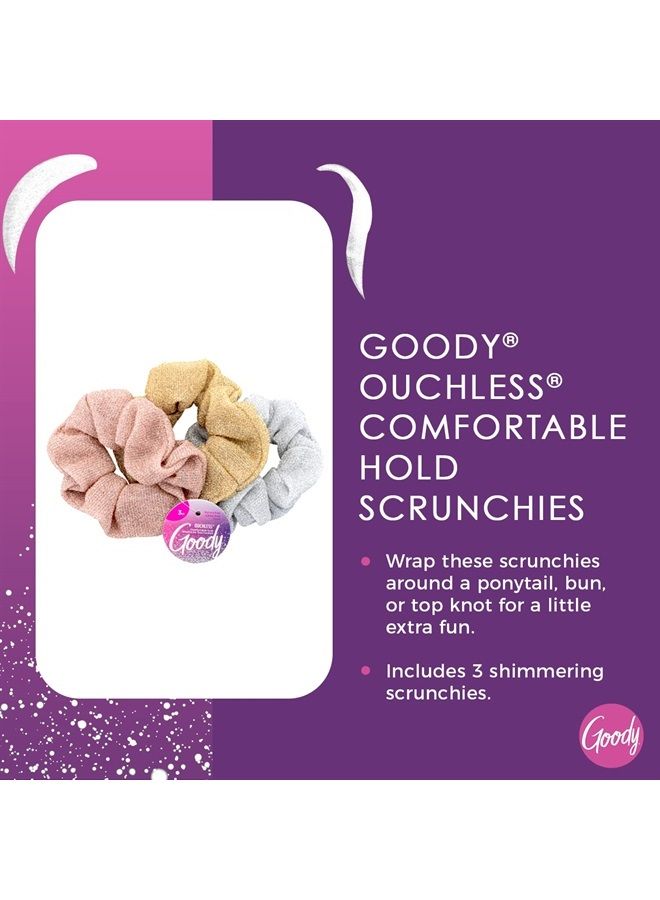 Goody Icy Holiday Scrunchies - 3 Count, Assorted - Ouchless Comfortable Hold Hair Accessories for Men, Women, Boys and Girls to Style With Ease and Keep Your Hair Secured - For All Hair Types - Image 2