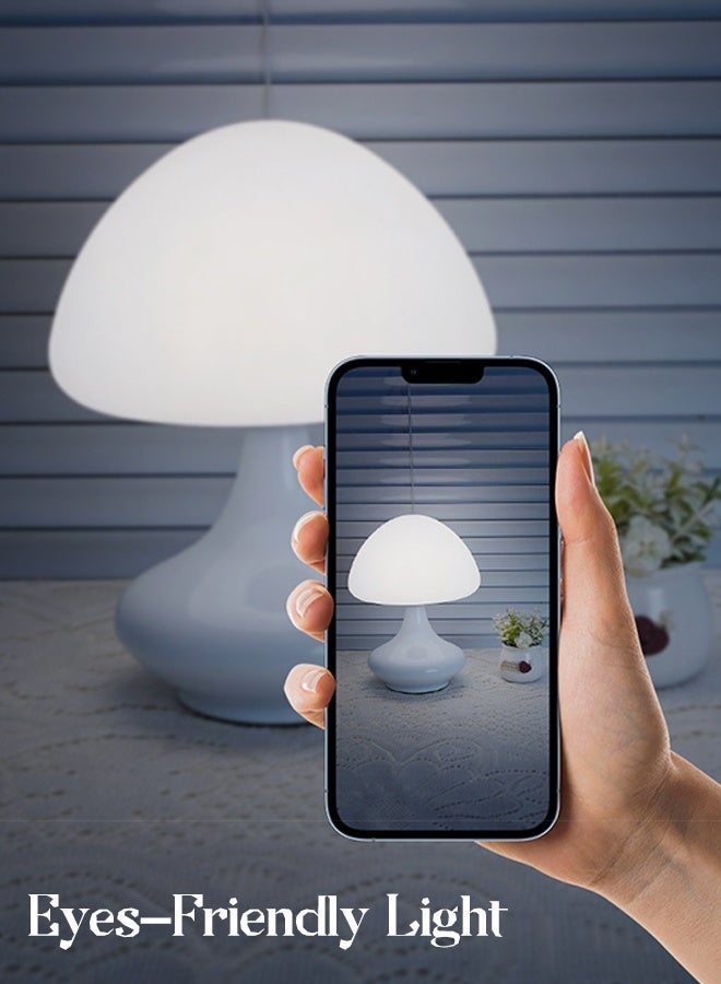 White mushroom-shaped table light, LED desk lamp, Usb Powered Bedside Lamp, Warm Light night lighting fixture for bedroom living room - Image 2