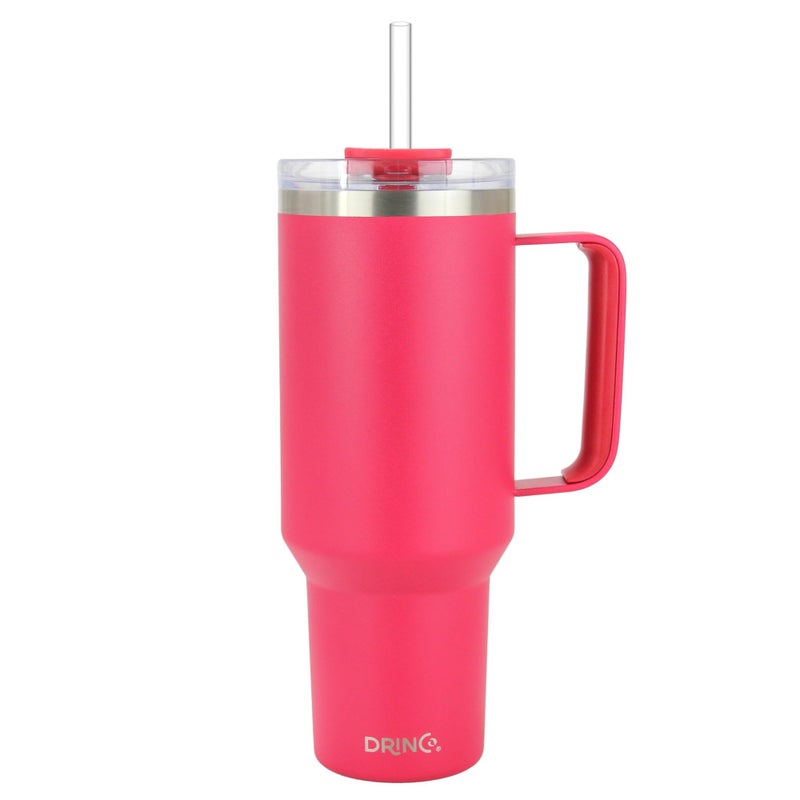 Drinco 40oz 30 oz Tumbler with Handle Straw Lid Insulated Stainless Steel Travel Mug Water Bottle Ice Coffee Cup For Cold and Hot BigSur 30oz Viva Magenta