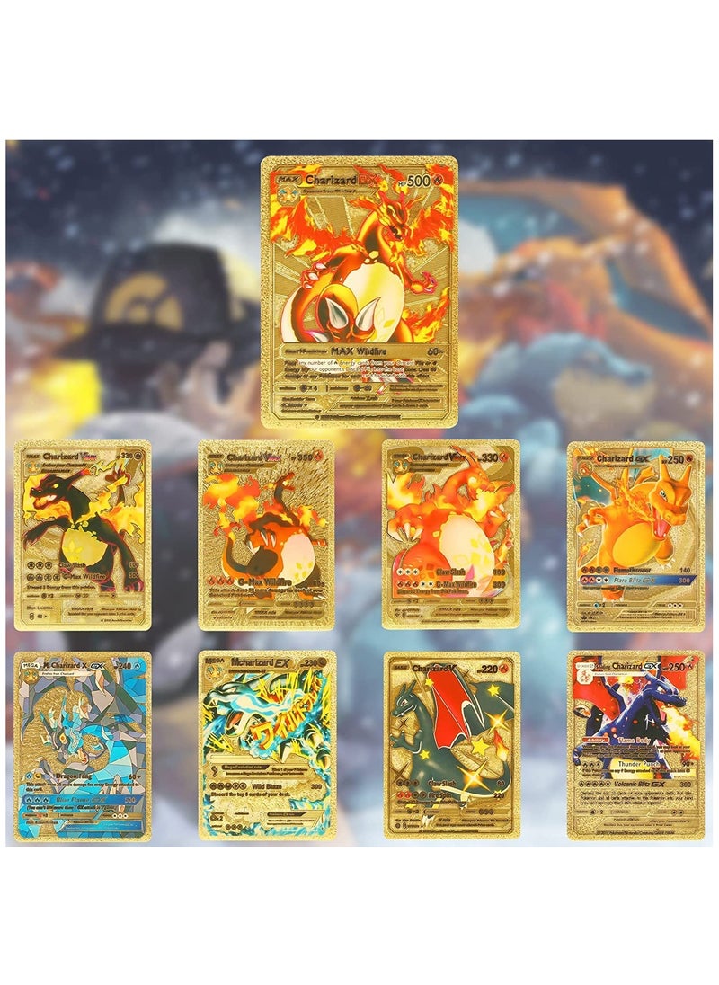 Pokemon - Gold Pokemon Cards Golden Foil Set (110 pcs) - Including 17 V Series Cards, 43 GX Rare Cards, 6 EX Card, 28 Vmax Rares, 7 Basic Cards, 7 Tag Cosplay Cards, 1 DX Card, and 1 Athletic Card (Random pic o - Image 1