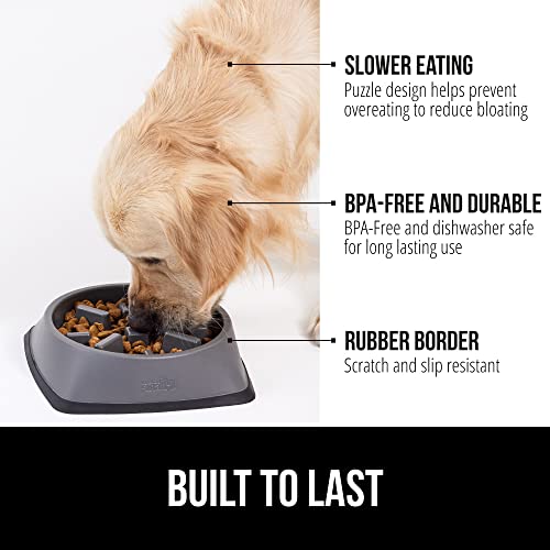 GORILLA GRIP Patented BPA Free Slow Feeder Dog Bowls Interactive Puzzle Toy for Dogs and Cats Food Training Enrichment Keeps Pets Busy and Prevents Puppy Overeating All Breeds 2 Cup Gray - Image 3