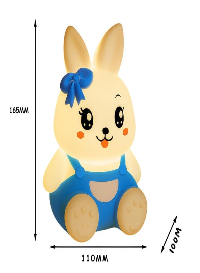 One94Store Blue 7-Color Silicone Rabbit Night Lamp | Soft Squishy Cute Rabbit LED Bedside Light with Tap Control, Nursery Sleep Light, Rechargeable Baby Night Lamp for Bedroom & Home Décor - Image 3