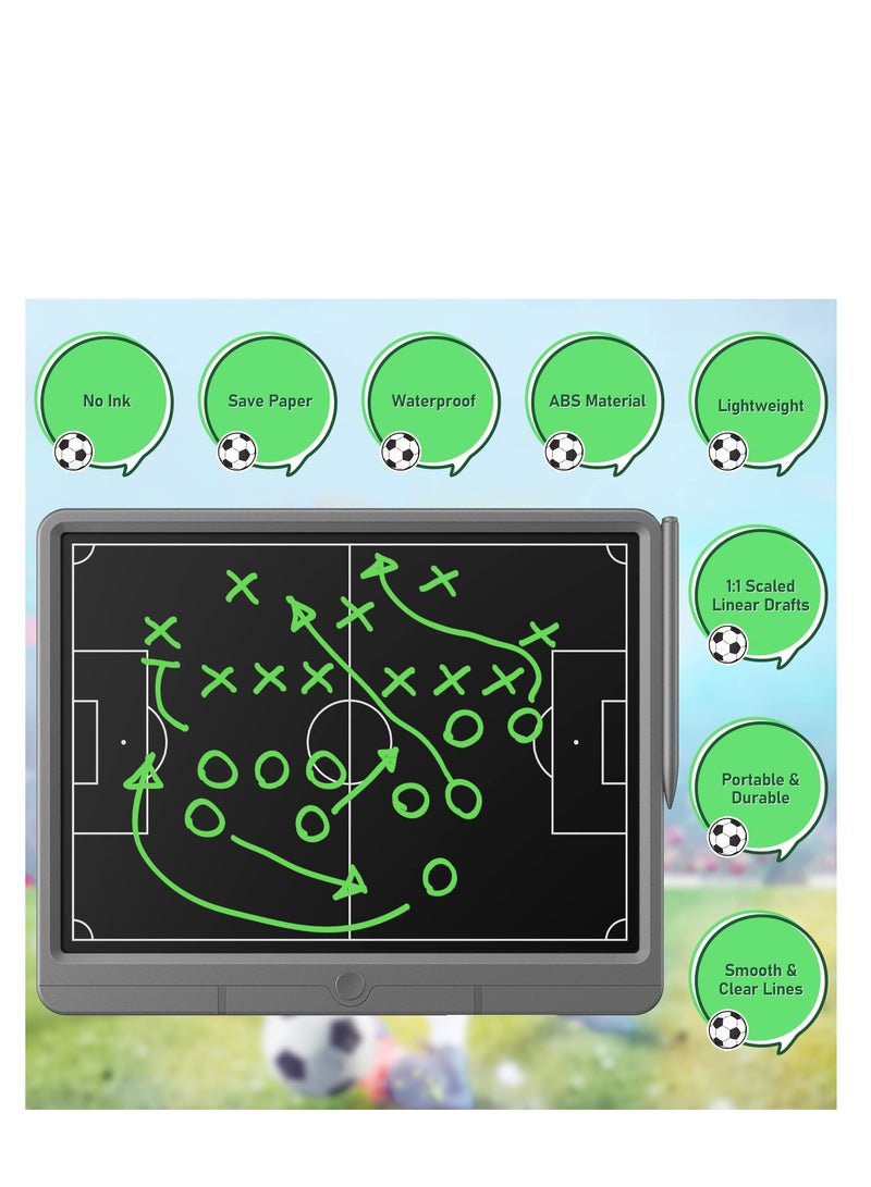 SOLARAE 15in LCD Electronic Soccer Coach Board, Soccer Tactical Coaching Board, Digital Strategy Tactic Marker Board with Stylus Pen for Sports Training and Game Plan, Education, Coach Gift - Image 3
