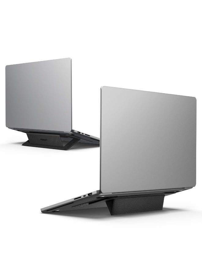 Spigen Slim Fold Adhesive Laptop Stand Foldable Portable Dual Ergonomic Angle Adjustment Lift Anti-Slip Compatible with MacBook Pro, MacBook Air 11"-16" and More - Black (LD201-S1) - Image 1