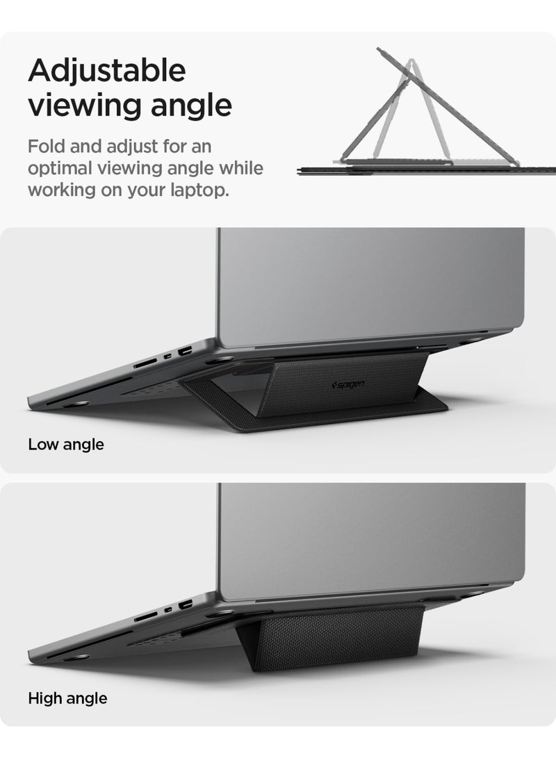 Spigen Slim Fold Adhesive Laptop Stand Foldable Portable Dual Ergonomic Angle Adjustment Lift Anti-Slip Compatible with MacBook Pro, MacBook Air 11"-16" and More - Black (LD201-S1) - Image 5