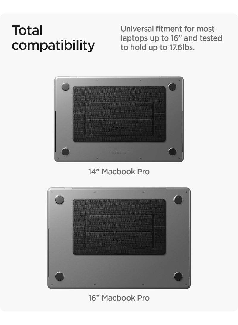 Spigen Slim Fold Adhesive Laptop Stand Foldable Portable Dual Ergonomic Angle Adjustment Lift Anti-Slip Compatible with MacBook Pro, MacBook Air 11"-16" and More - Black (LD201-S1) - Image 2