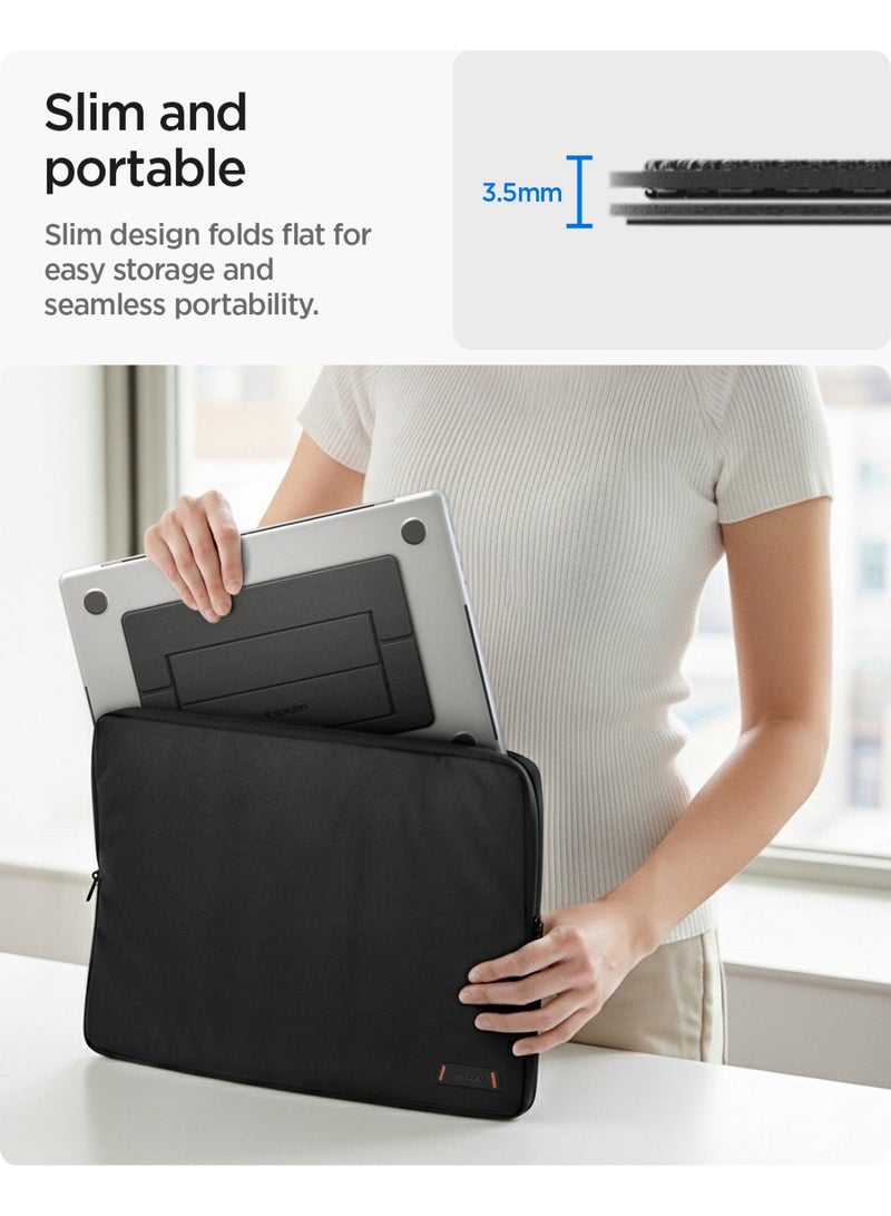 Spigen Slim Fold Adhesive Laptop Stand Foldable Portable Dual Ergonomic Angle Adjustment Lift Anti-Slip Compatible with MacBook Pro, MacBook Air 11"-16" and More - Black (LD201-S1) - Image 4