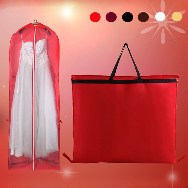 Non-Woven Wedding Dress Dust Cover Clothing Storage Bag Dust Cover Folding Dual-Purpose Handbag - Image 2