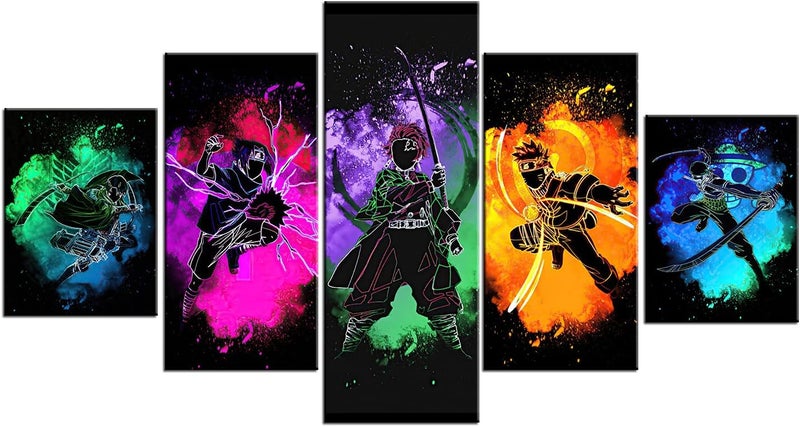 MGPEAYCT Anime Mashup Canvas Art - One Piece, Demon Slayer & Attack on Titan - Image 1