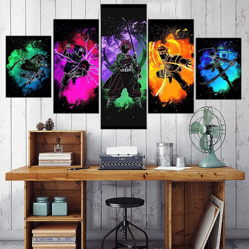 MGPEAYCT Anime Mashup Canvas Art - One Piece, Demon Slayer & Attack on Titan - Image 4